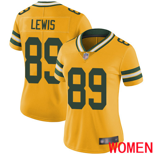 Green Bay Packers Limited Gold Women #89 Lewis Marcedes Jersey Nike NFL Rush Vapor Untouchable->youth nfl jersey->Youth Jersey